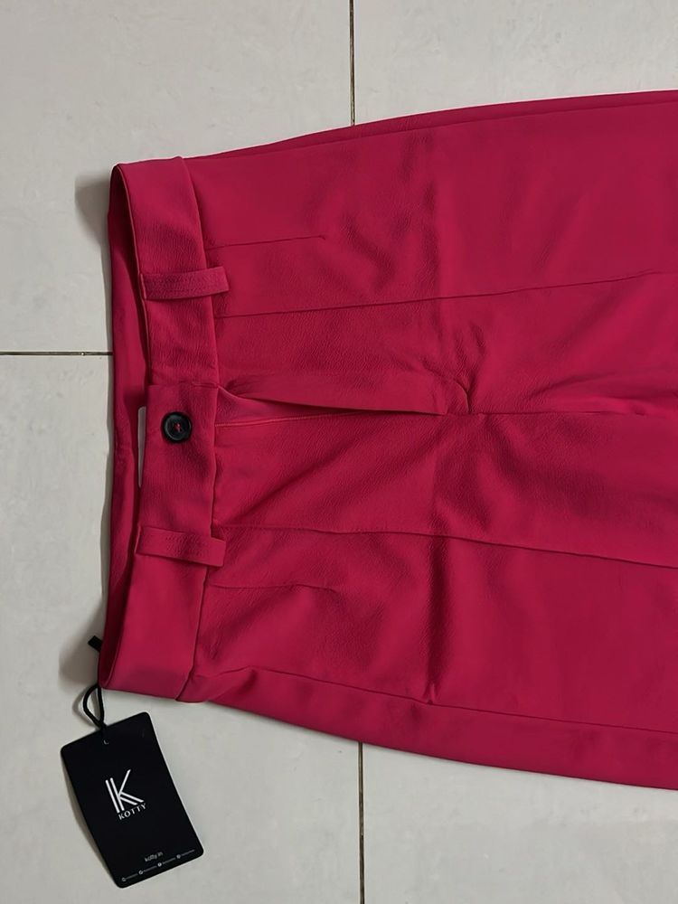 High Waist Hot Pink Wide Leg Trousers