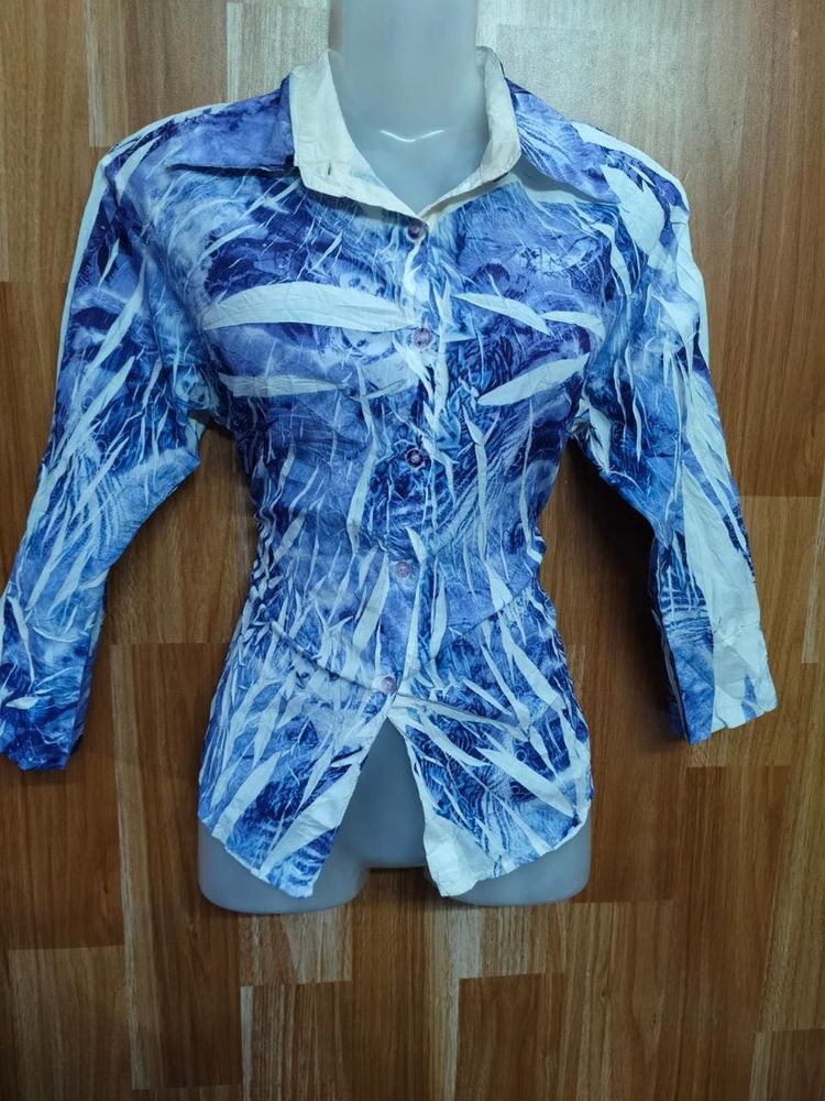 Stylish Abstract Print Button-Up Shirt