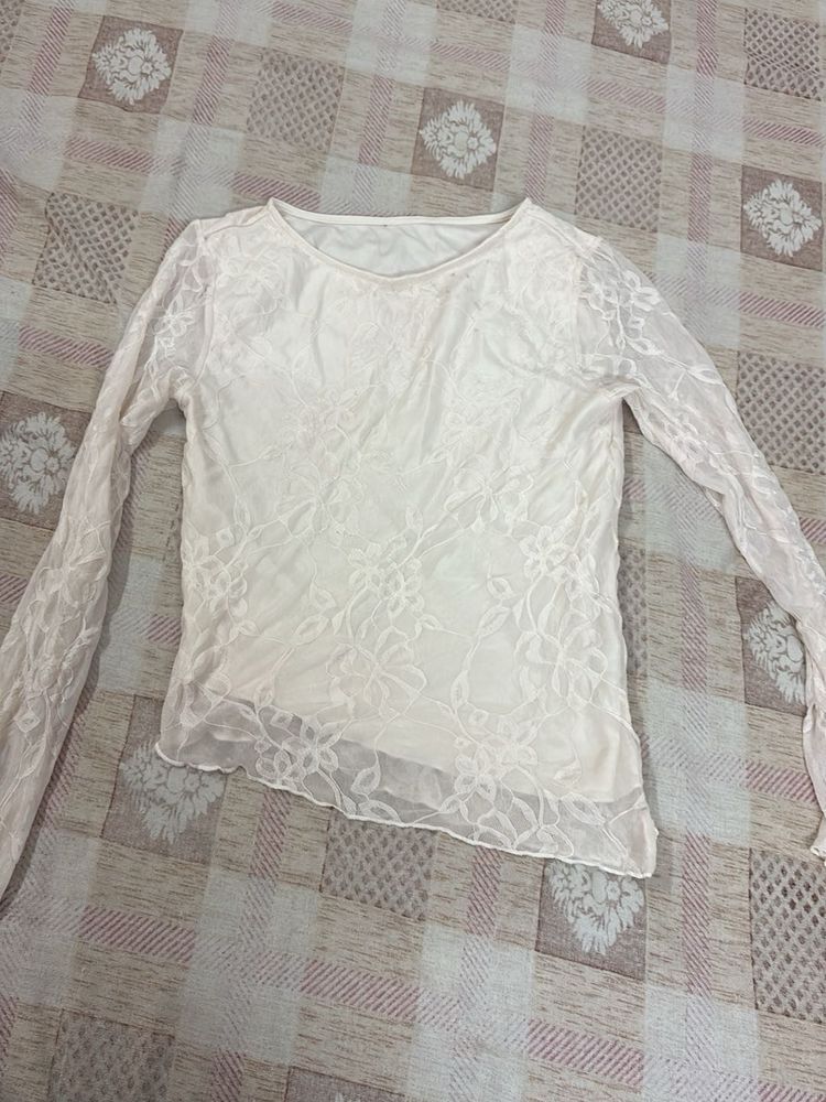 Sheer Lace Long Sleeve Top