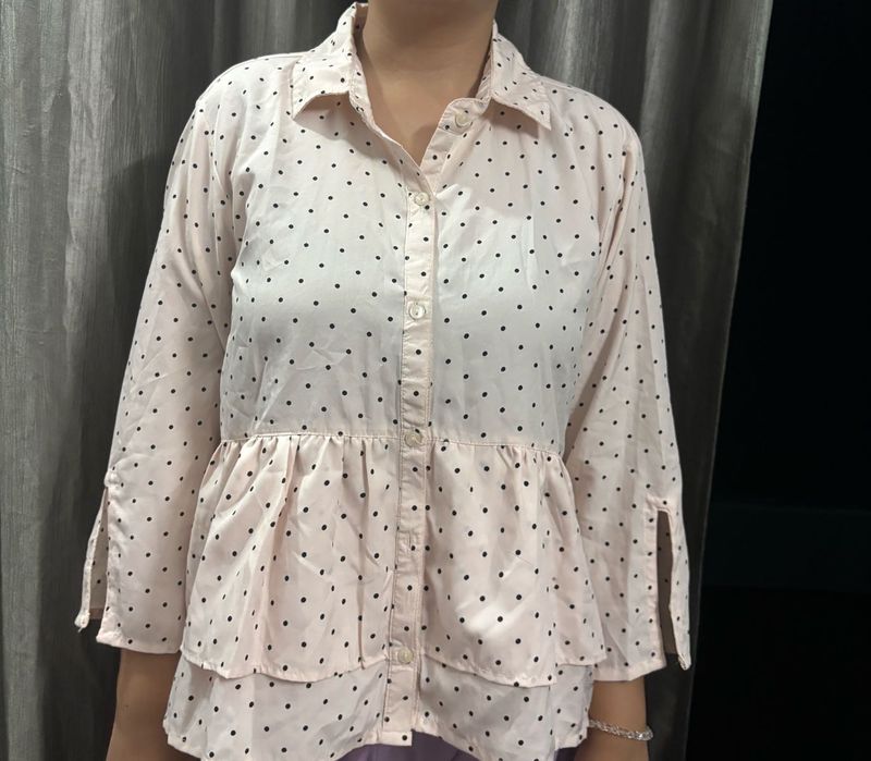 Cute Polka Dot Peplum Top