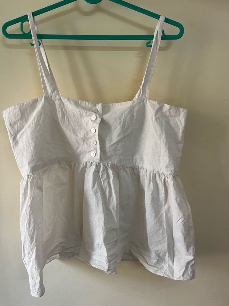 White Peplum Cami Top