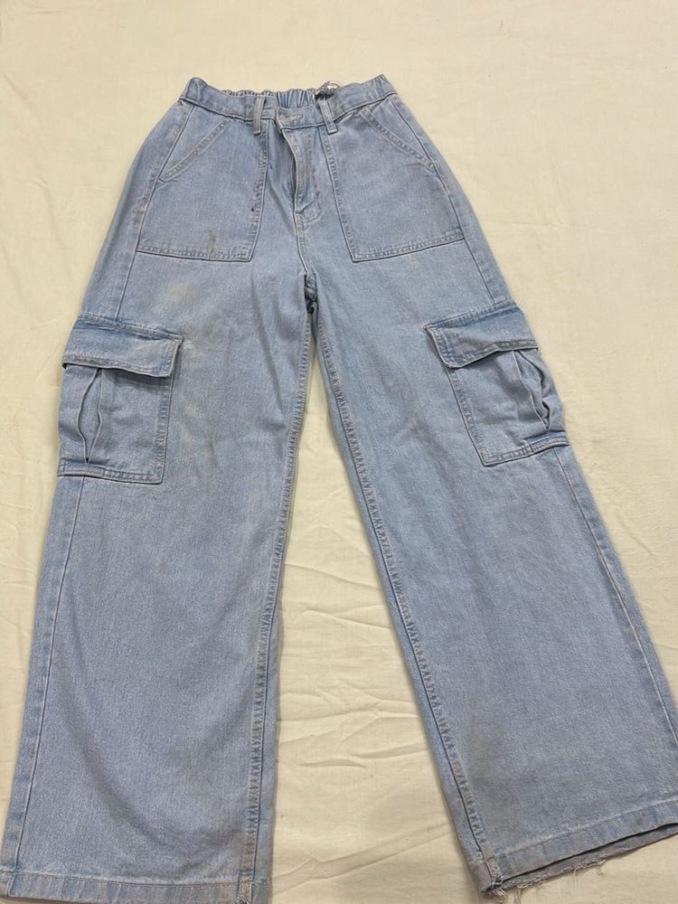 Light Wash Cargo Jeans