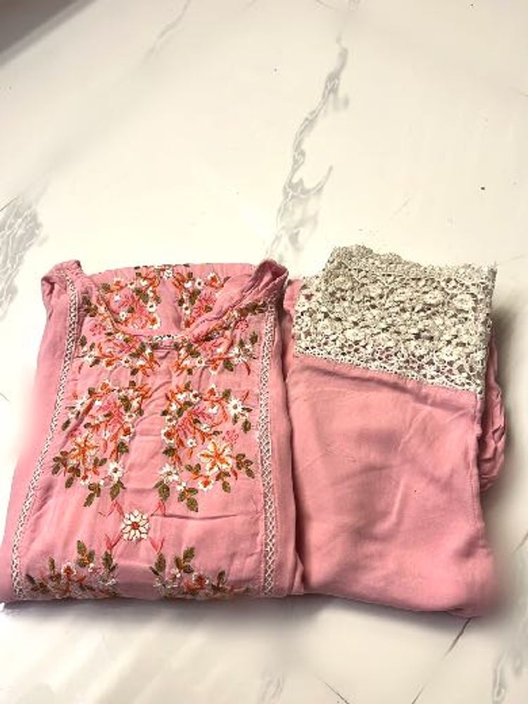 Pink Embroidered Kurta Set