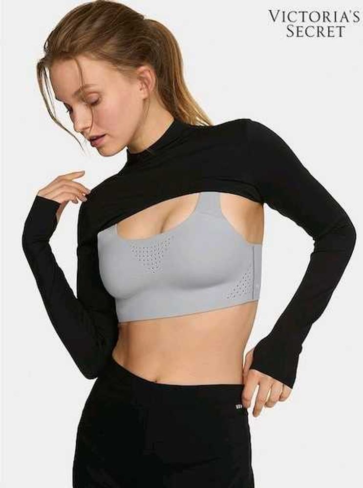 Victoria's Secret Black Cropped Long Sleeve Top