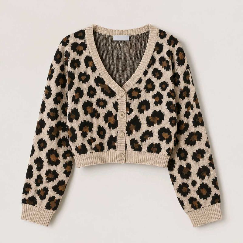Leopard Print Cropped Cardigan
