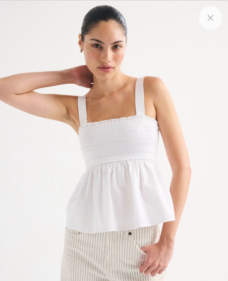 GAP White Smocked Peplum Tank Top