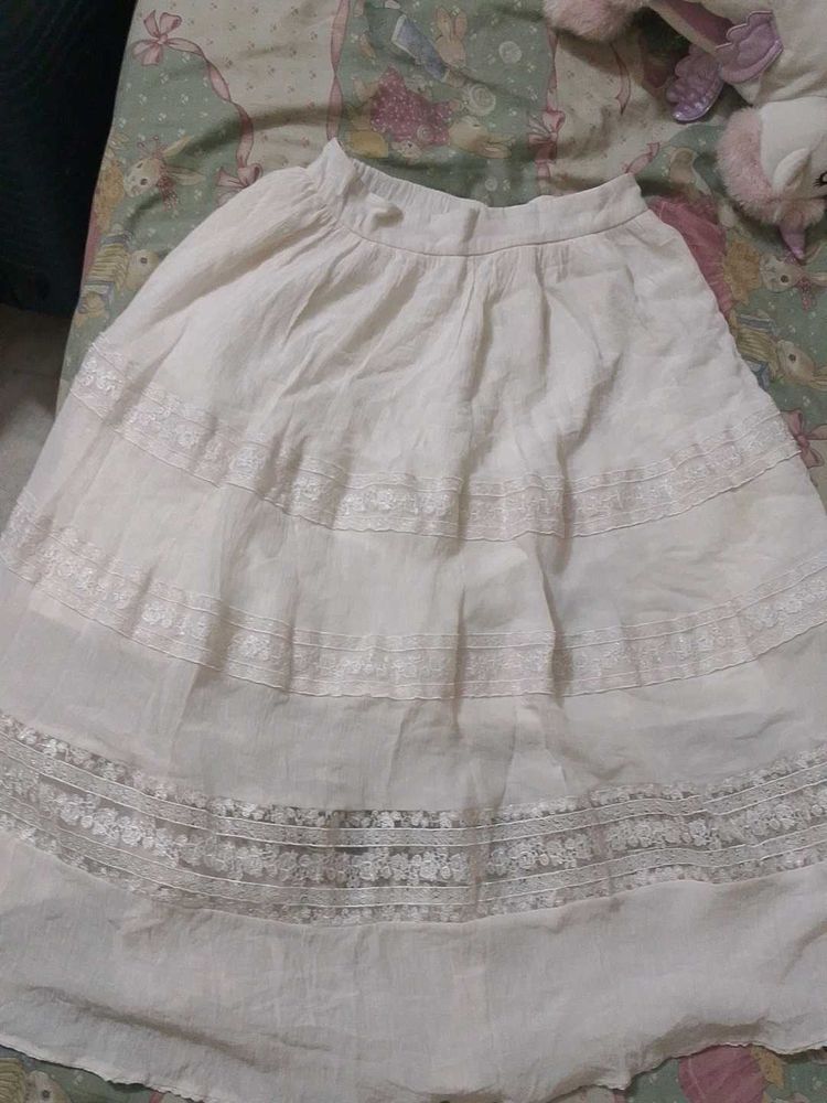 Boho Lace Tiered Midi Skirt