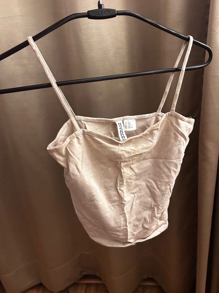 Beige Spaghetti Strap Crop Top