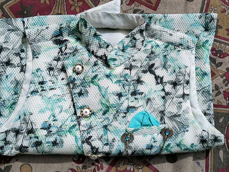 Stylish Nehru Jacket with Floral Print