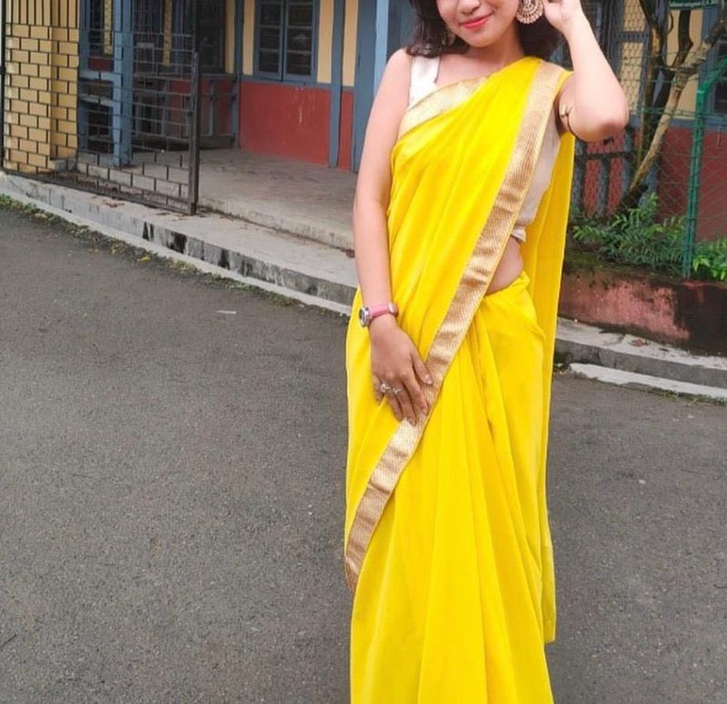 Vibrant Yellow Saree
