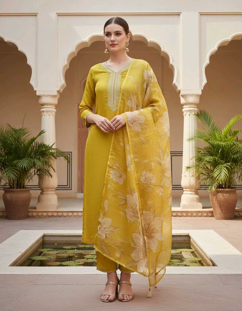 Beautiful Yellow Kurta Set with Dupatta