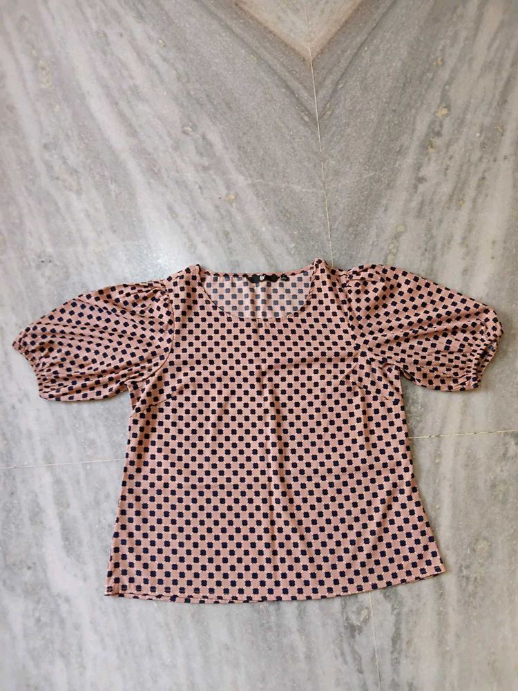 Chic Polka Dot Puff Sleeve Top