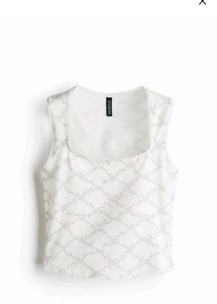 Floral Patterned Crop Tank Top