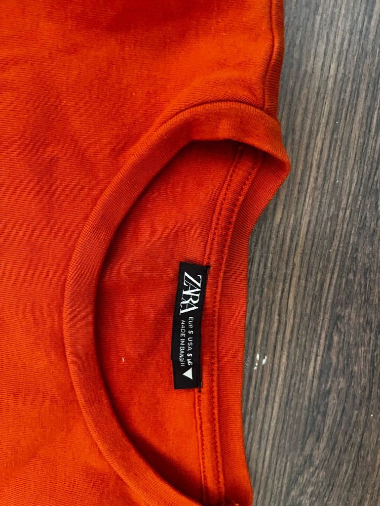 Vibrant Orange Zara Basic T-Shirt