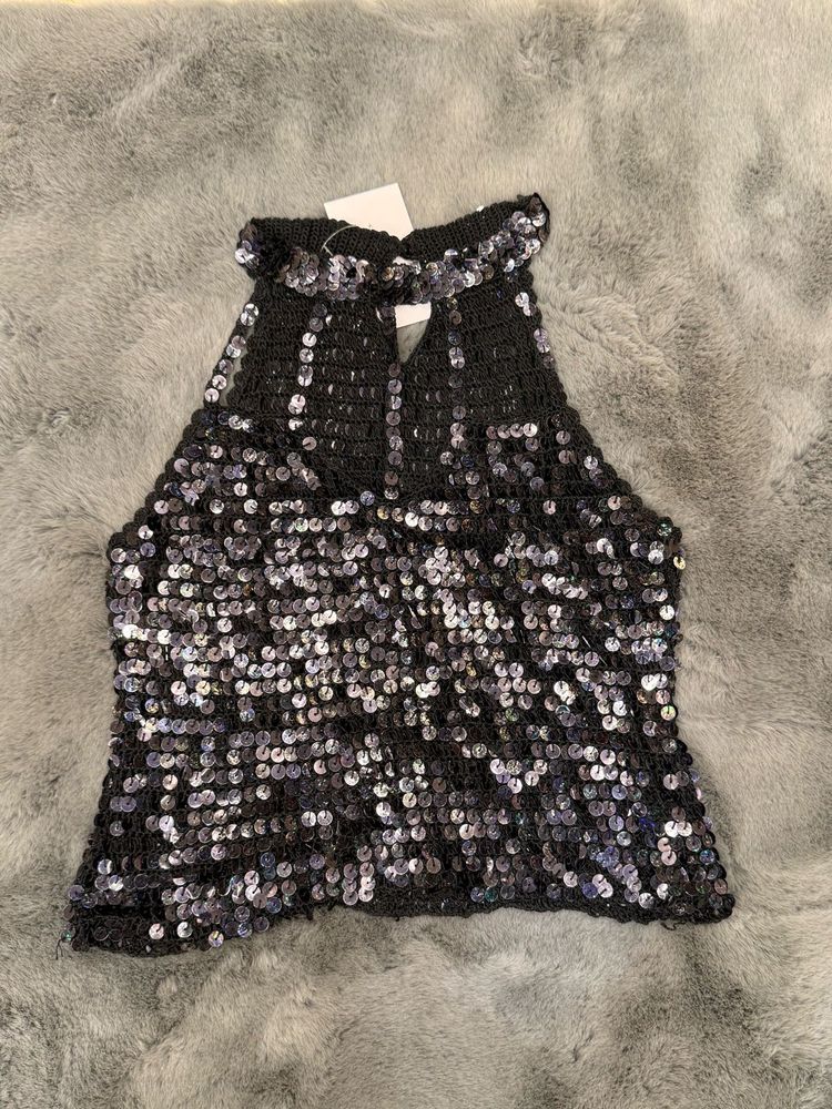 Sparkling Sequin Halter Neck Top