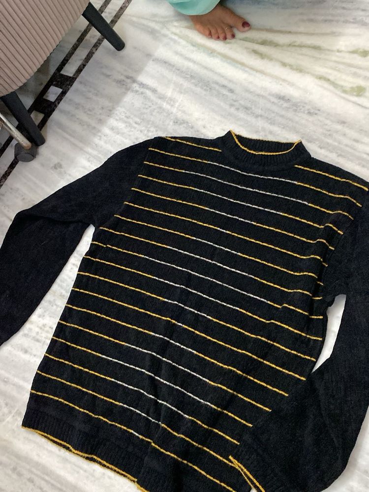 Striped Black Knit Sweater