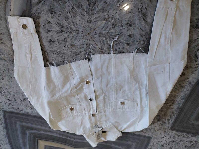 White Cropped Denim Jacket
