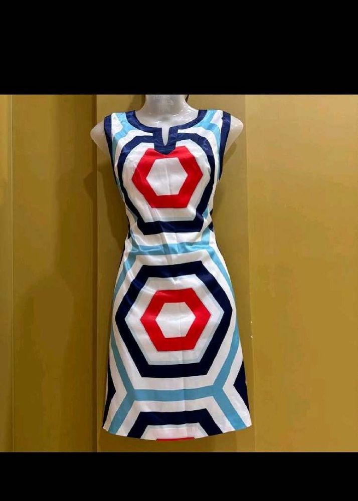 Geometric Print Sleeveless Mini Dress