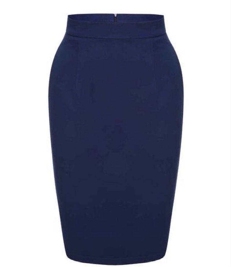 Classic Navy Blue Pencil Skirt