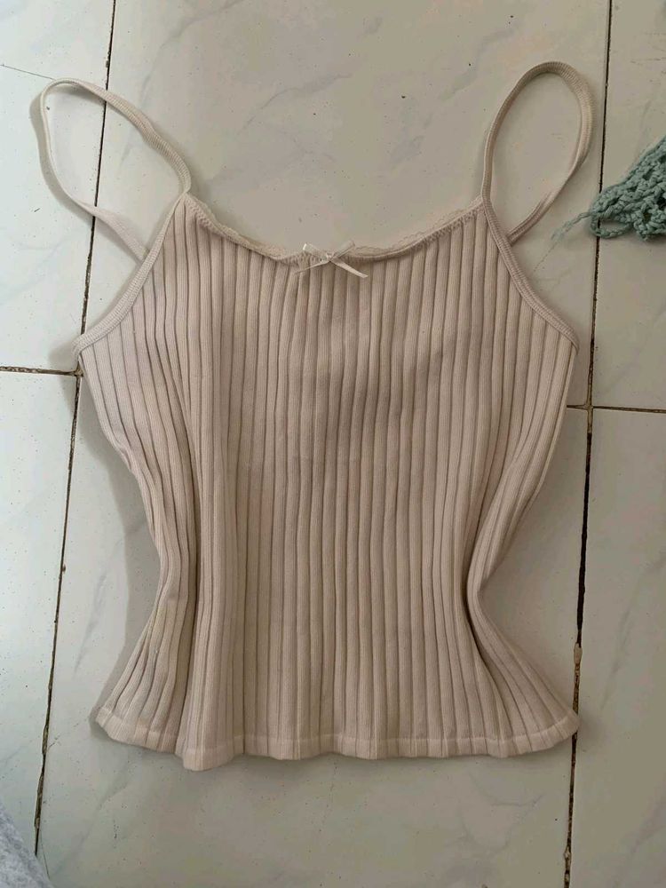 Ribbed Camisole with Bow Detail
