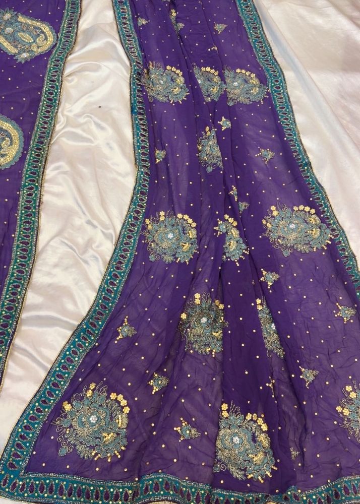 Embellished Purple Saree