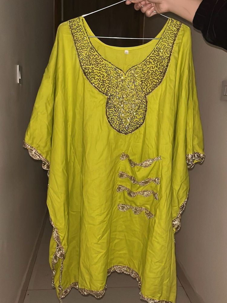 Set Embroidered Lime Green Kurta pant