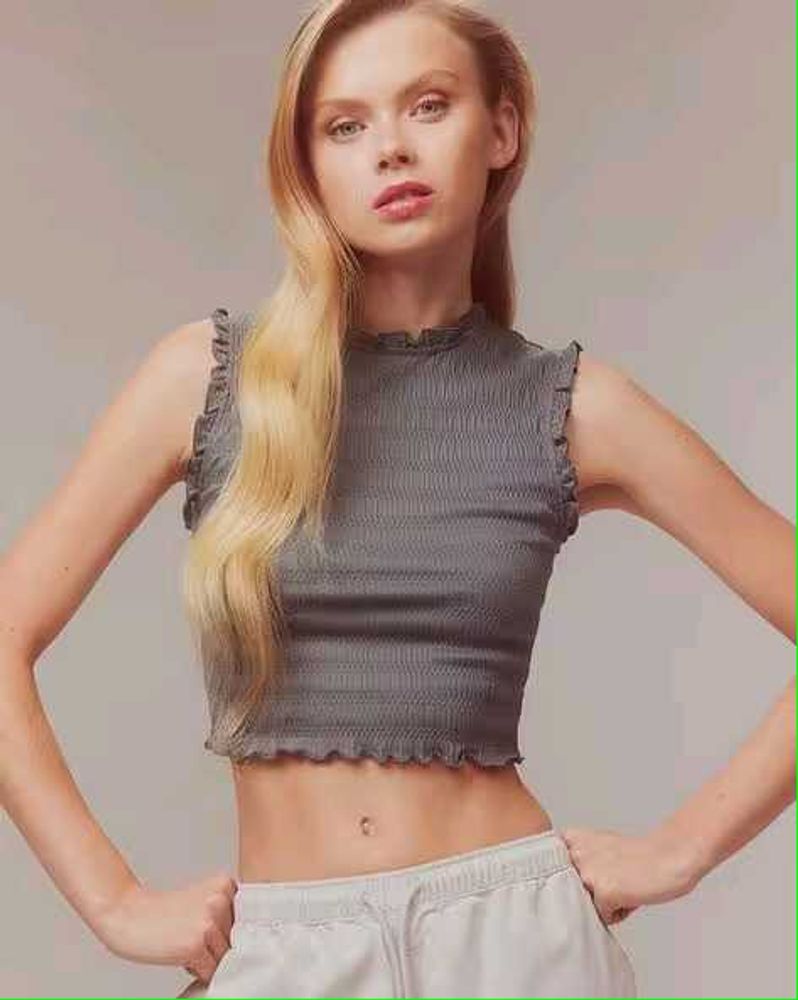 H&amp;M Smocked Crop Top