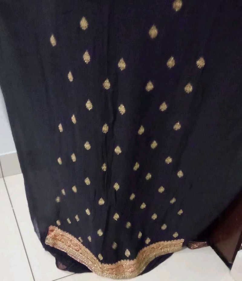 Elegant blue suit material  with Gold Motifs
