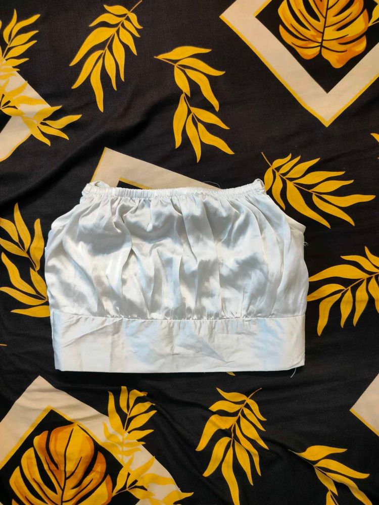 Shiny Silver Cropped Tank Top
