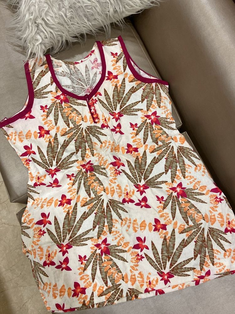 Pure Linen Printed Top