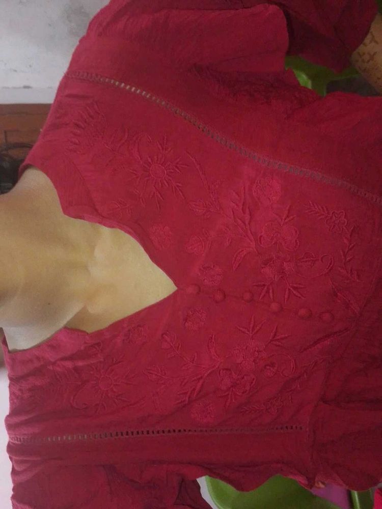 Red Embroidered Tunic