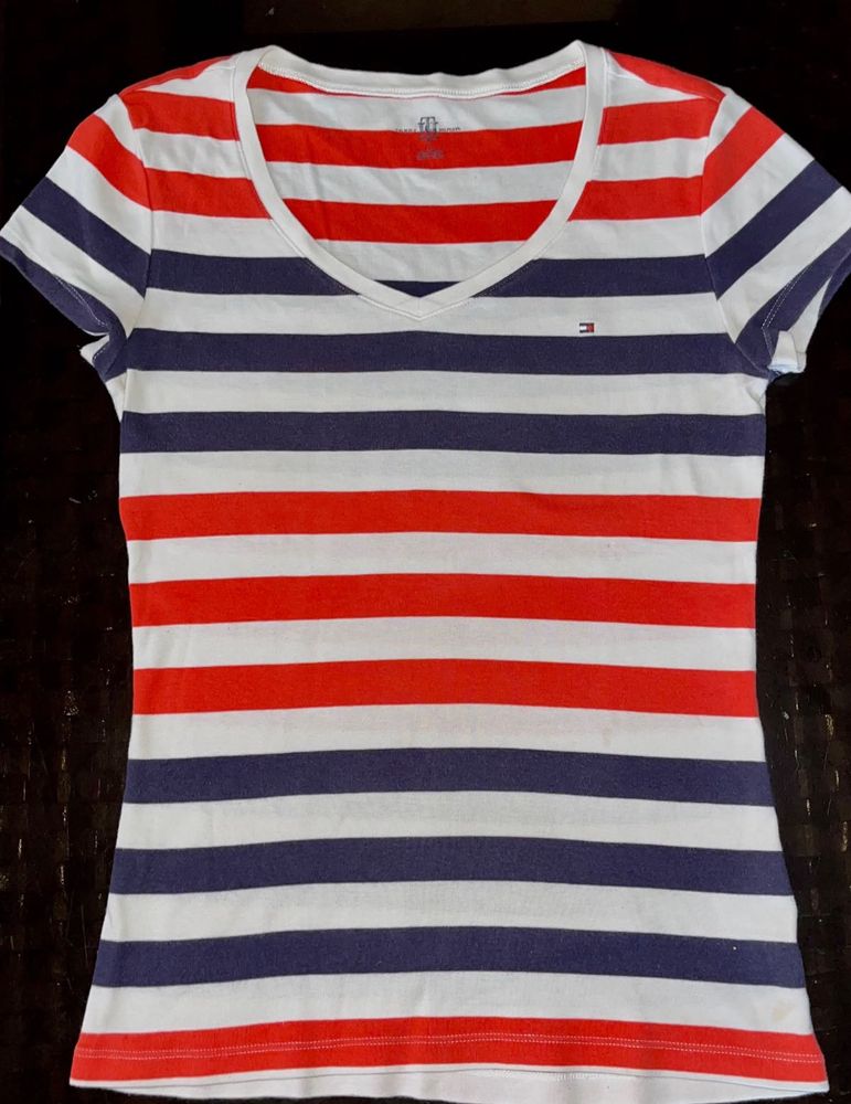 Tommy Hilfiger Striped V-Neck Tee