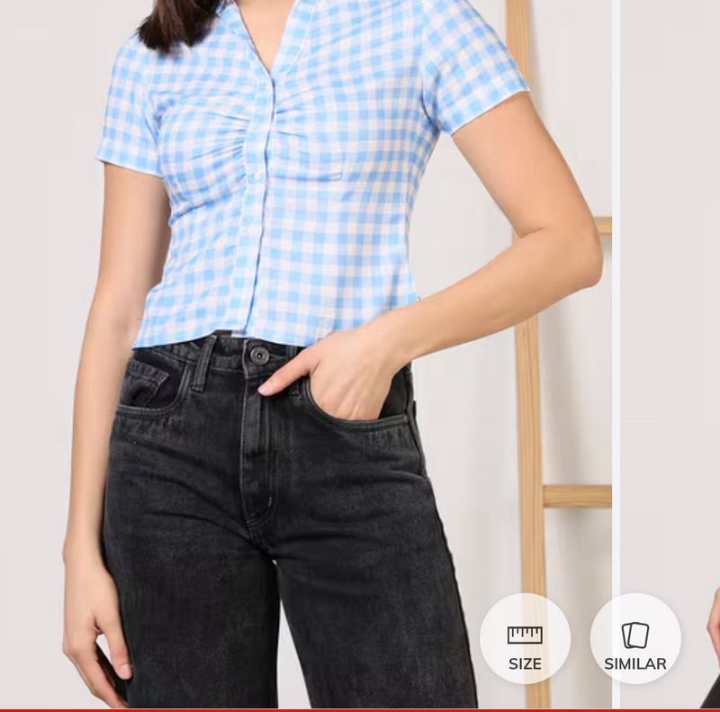 Blue Gingham Crop Top