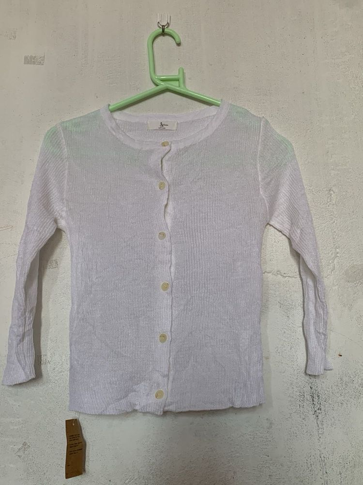 White Button-Up Cardigan