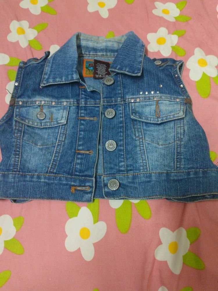 Women's Denim Vest with Studs