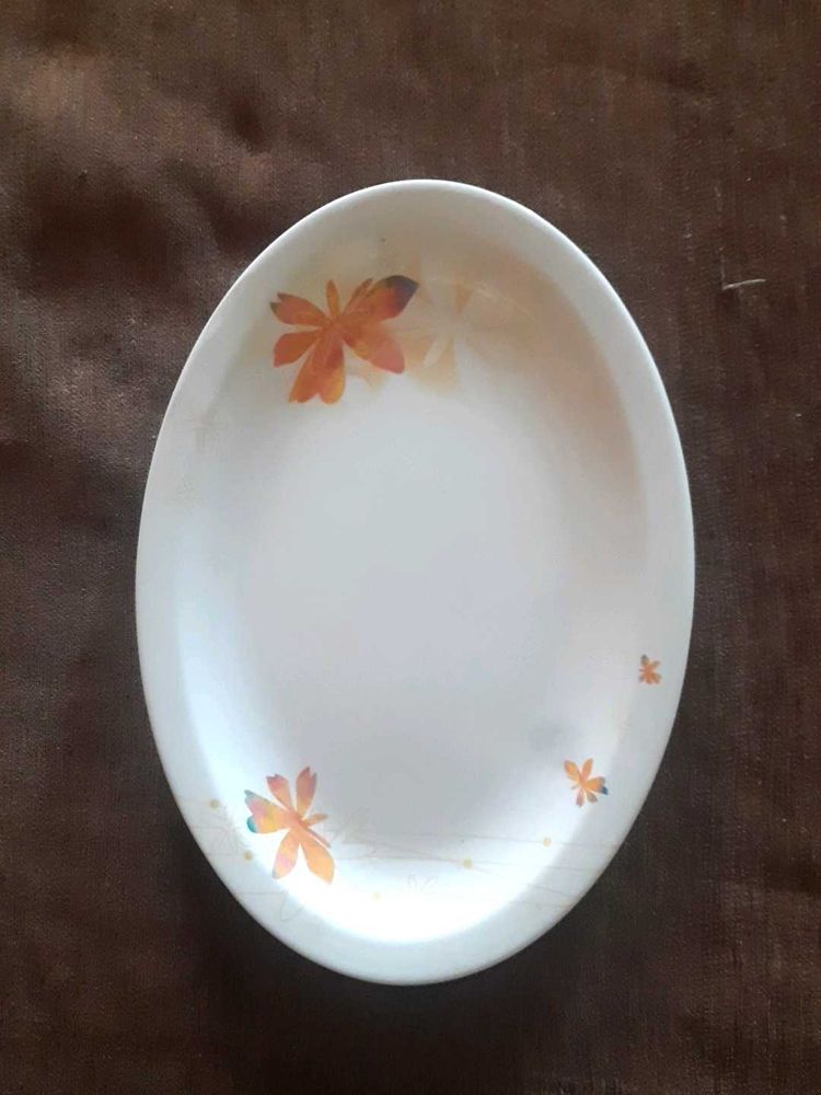 Oval Serving Plate with Floral Design