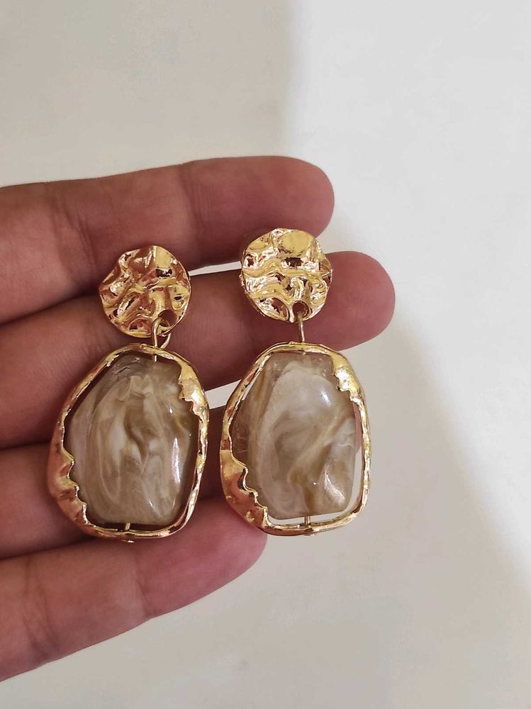 Unique Abstract Stone Drop Earrings