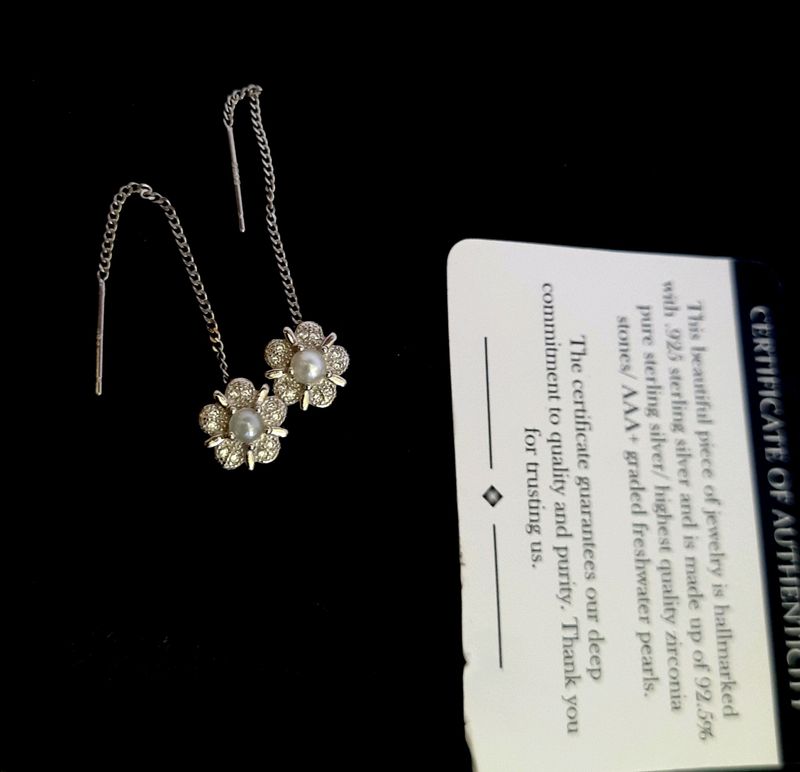 925 Silver Sui Dhaga With Pearls And Cz Stone