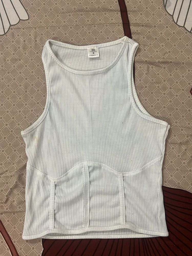 White Ribbed Tank Top