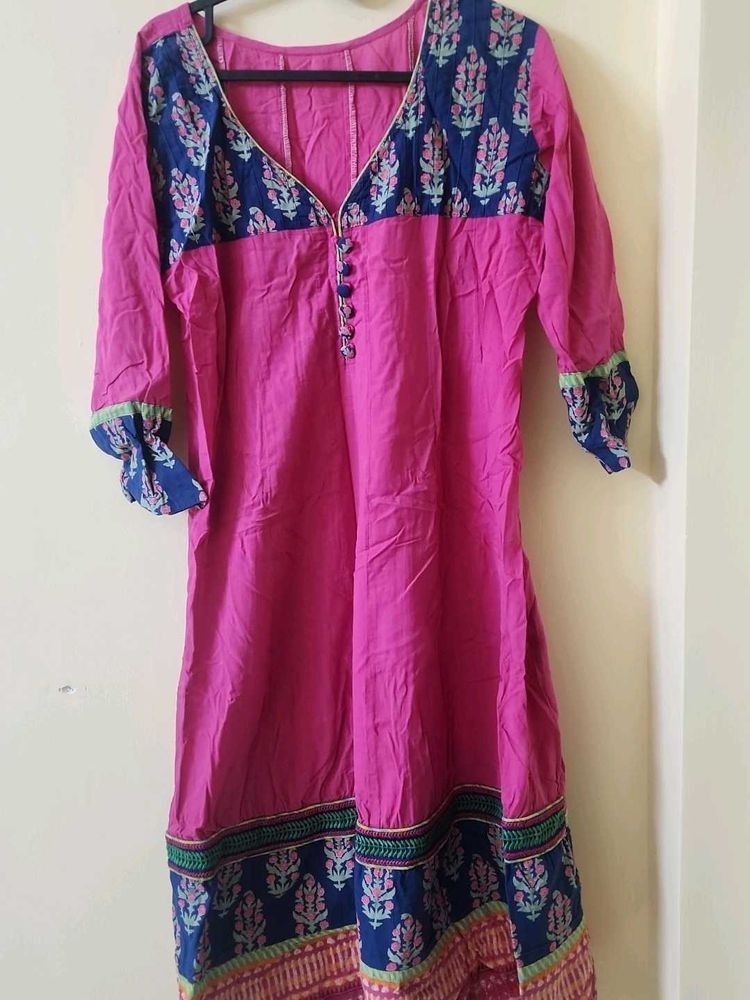 Pink &amp; Blue Printed Kurti