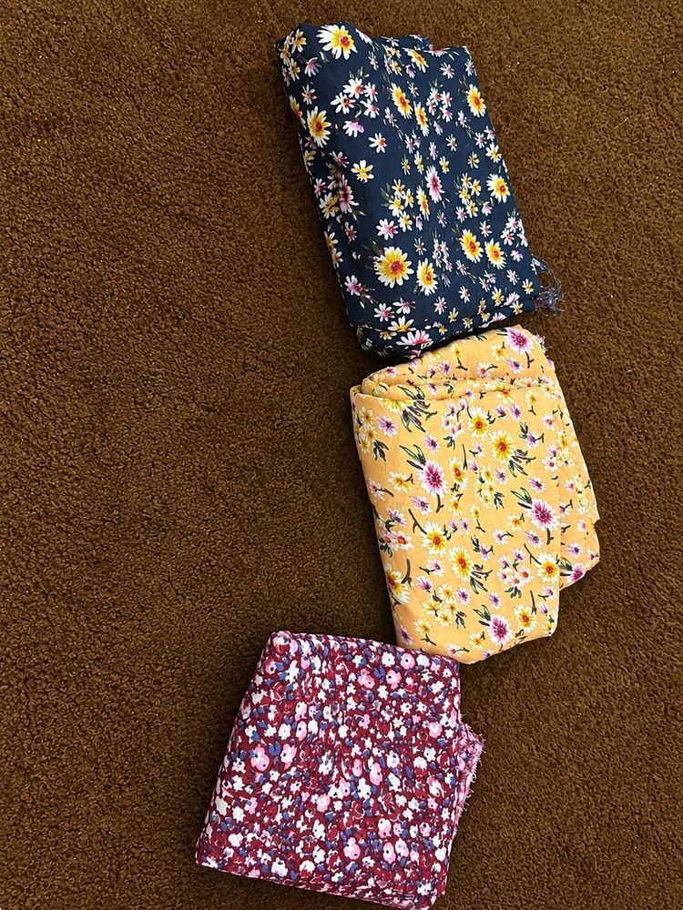 Floral Print Dress Material - Set of3