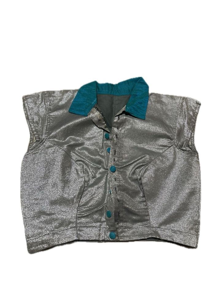 Sparkly Silver Sleeveless Blouse