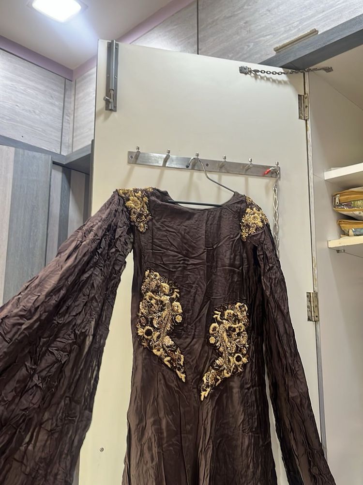 Embroidered Brown  Gown