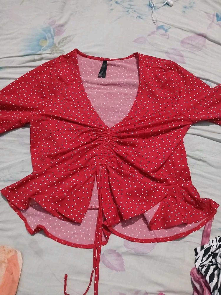 Red Polka Dot New Top/ Fit Xs,S drawstring Also