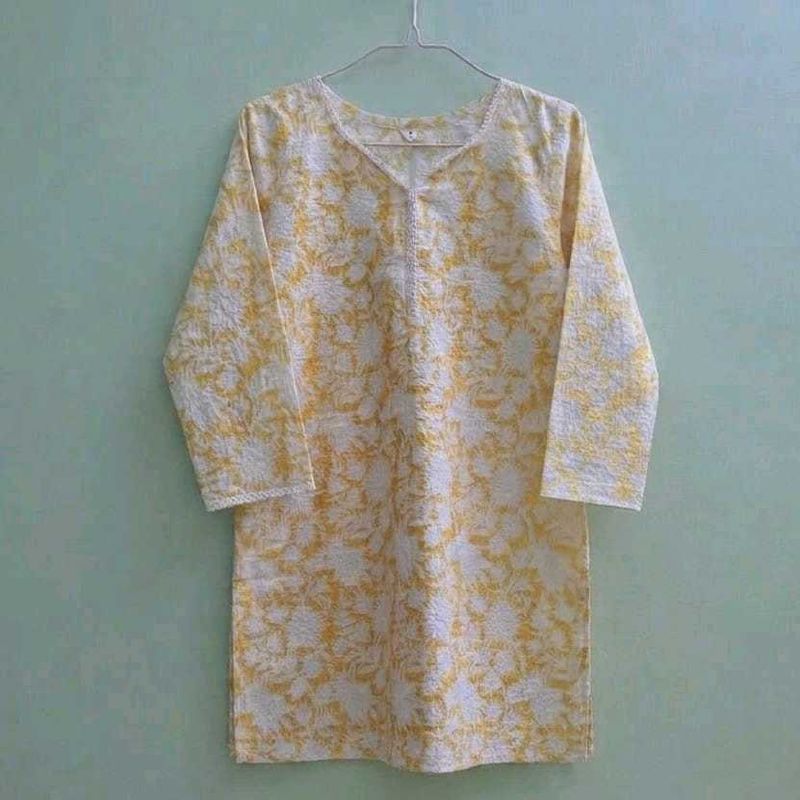 Yellow Floral Print Kurta