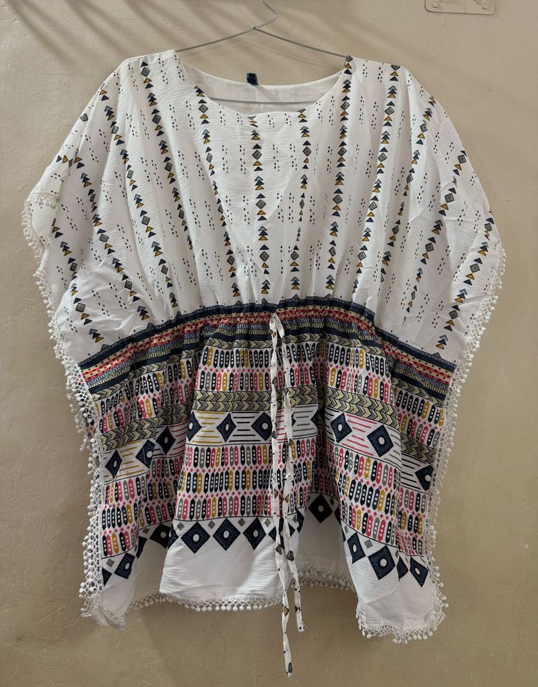 Boho White Kaftan Tunic
