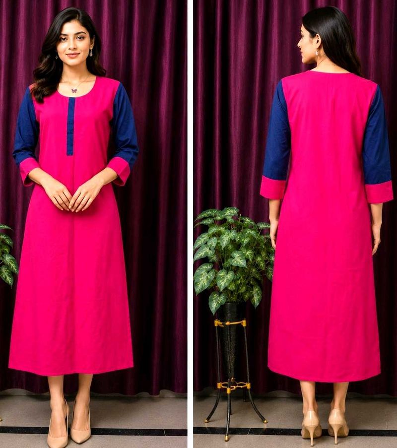 Vibrant Pink &amp; Blue Kurta contras colour