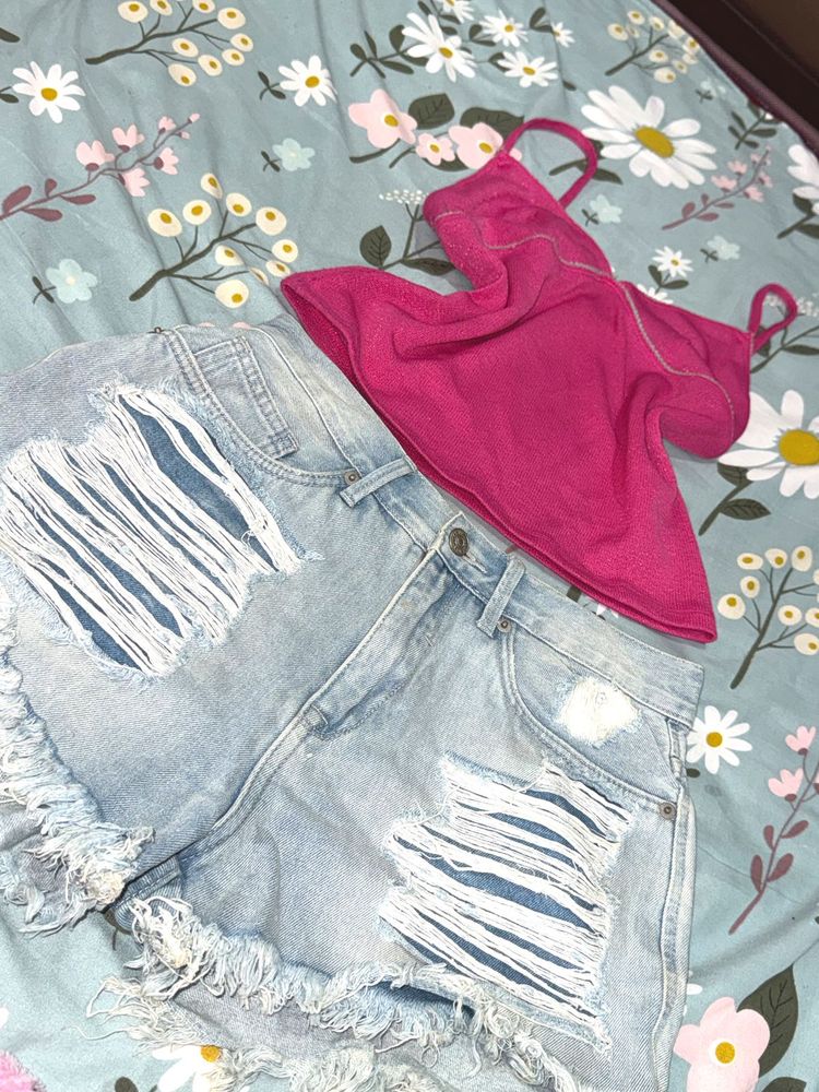 JUSTUSA Imported Authentic Light Wash Ripped Denim