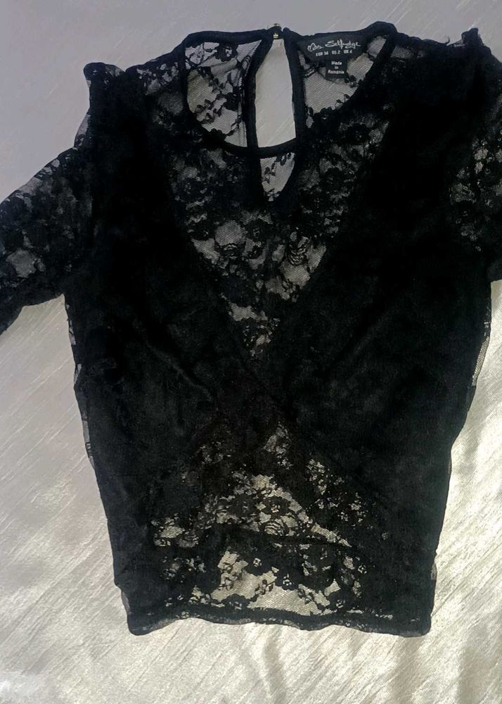 Sheer Black Lace Top