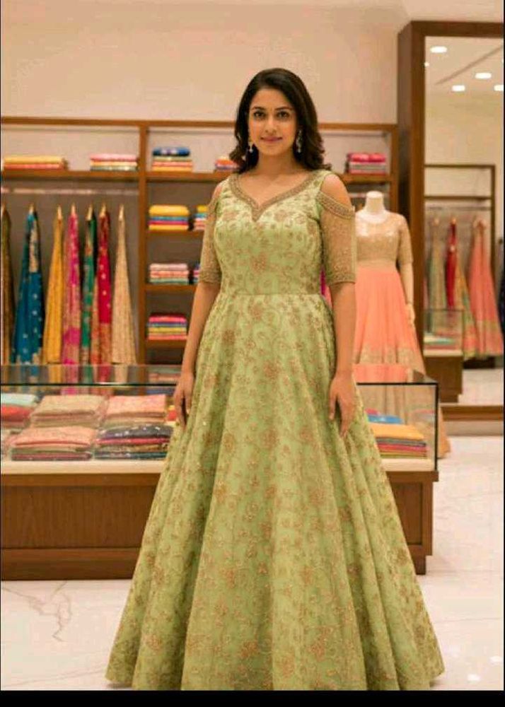 bust 36 Stunning Green Embellished Gown